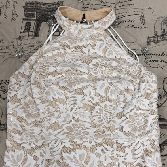 B. Darlin Gown Nude Off White Plus Floral-Lace Dress - Picture 6 of 8